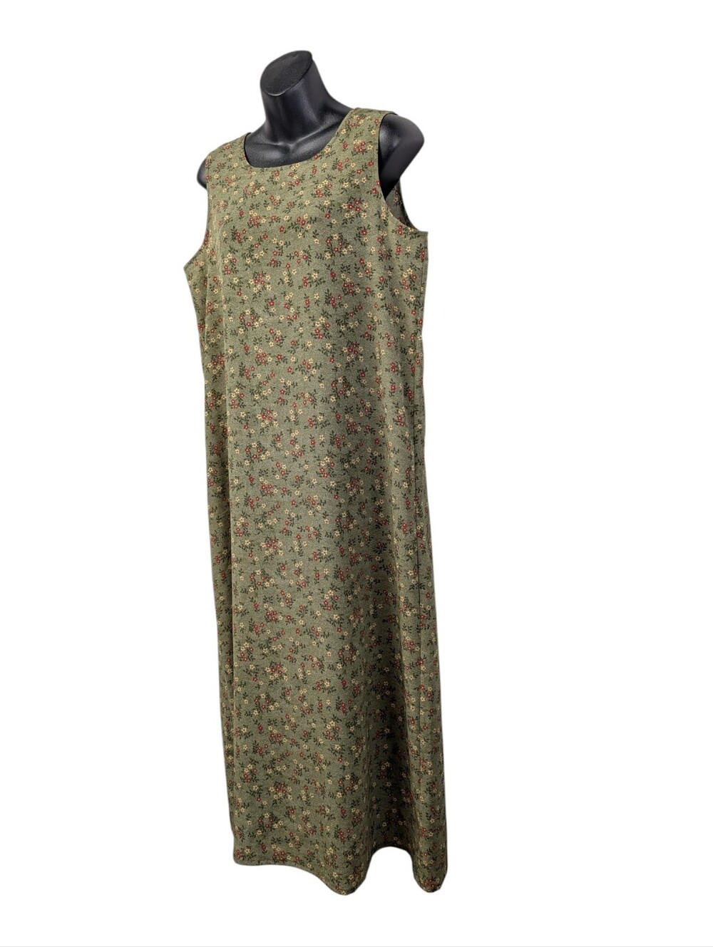 Christopher & Banks Green Floral Sleeveless Midi Dress Women's Size 10 Keyhole - Picture 3 of 8